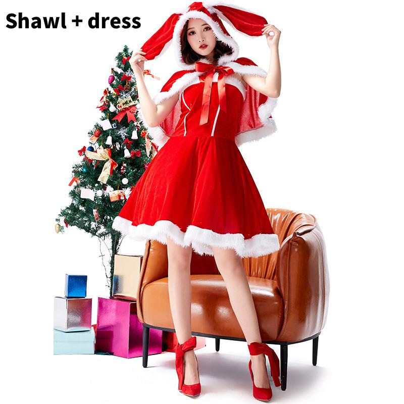 

Holiday Season Red Drooping Ear Rabbit Dress For Festive Stage Performance M