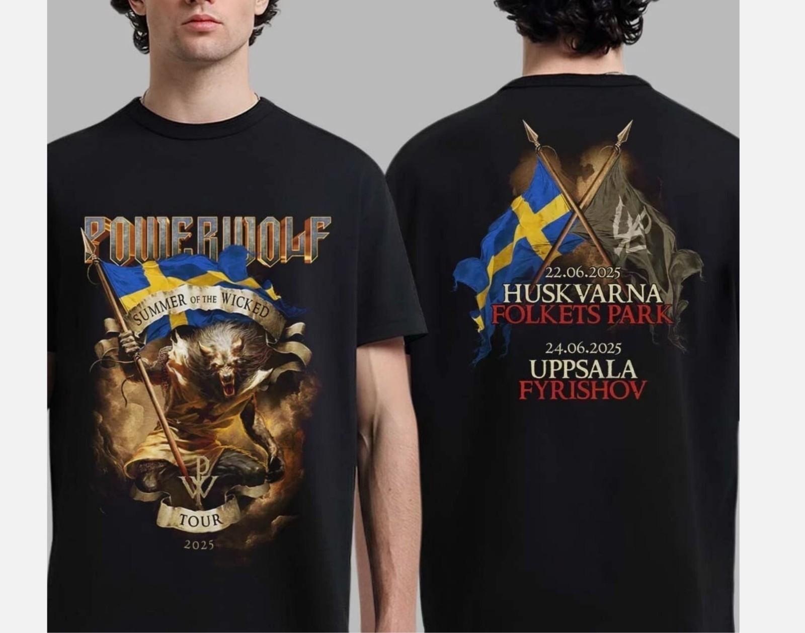 Powerwolf Лето Нечестивых 2026 Тур по Швеции Двусторонняя унисекс футболка. XXL