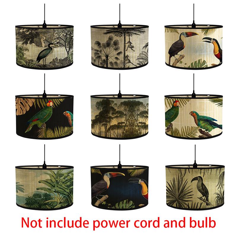 Birds Printing Lampshade Wall Lamp Shade Light Cover Chandelier Bamboo Art Chandelier