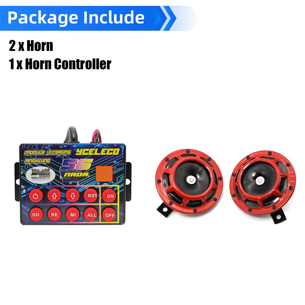 115DB Hella Super Loud Electric Tone Air Horn Kit and 56 Musical Electronic Horn 56 Tone Horn Controller Fit For Motor Car 12V