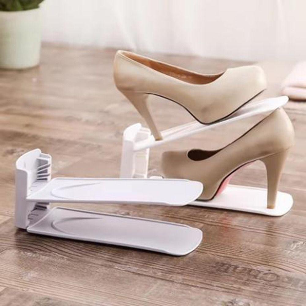 

5pcs Adjustable Shoe Storage Rack Space-Saving Shoe Holder Double-Layer Shoe Rack Cabinet білий