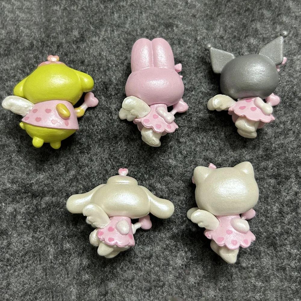 Hello Kitty Angel 4Cm Figure Sanrio Melody Kuromi Anime Cinnamoroll Doll Kawaii Diy Cake Decoration Christmas Gifts For Children