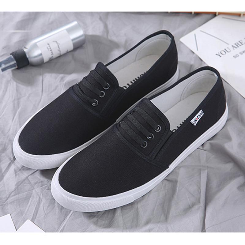 

Мягкая Дышащая Мужская Текстильная Обувь Слипоны Чисто Черная Плоская Мужская Брендовая Повседневная Обувь Нескользящая D557 39 чёрный