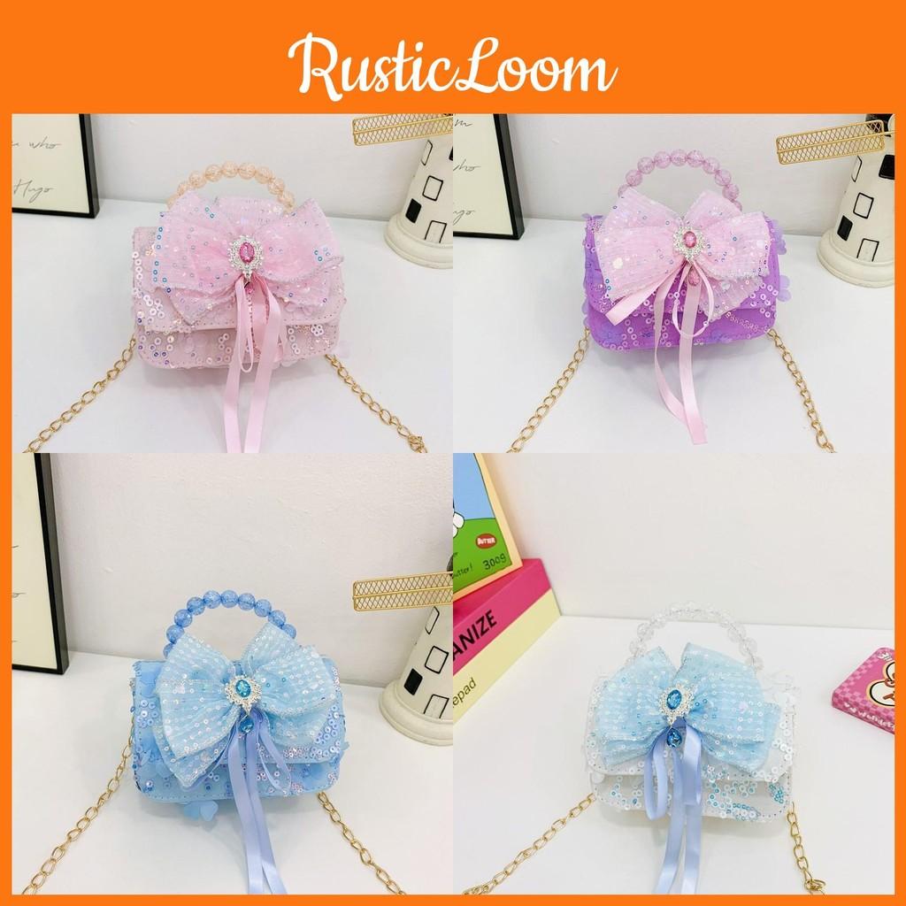 Bag Trendy Crossbody For Kids With Elegant Bow Design And Colorful Sequined Finish