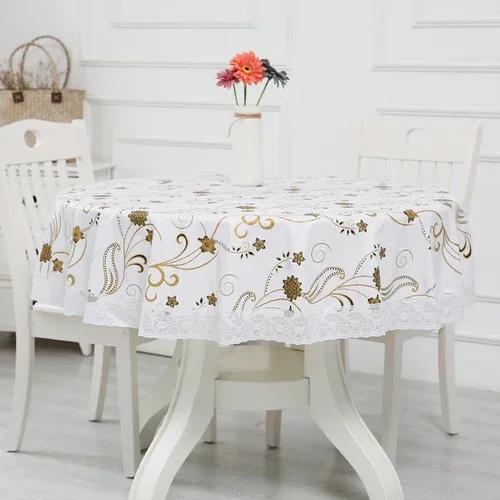 2 Meter Lace Edge Circular Coffee Table Mat PVC Circular Tablecloth Waterproof Anti Scald Anti Oil Wash Free Cloth