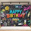 1 piece / 1 piece / 1 piece Retro 80s/90s graffiti background fabric Suitable for birthday party decorationDJH