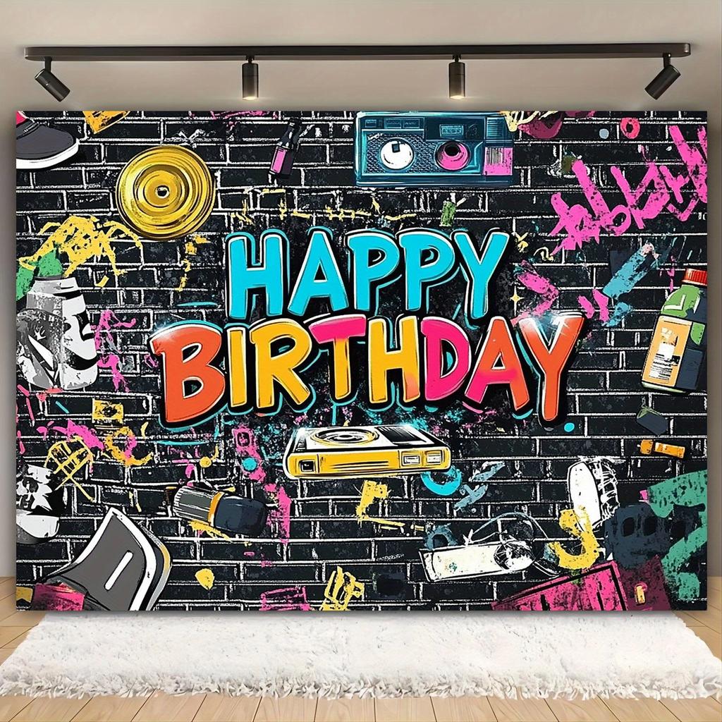 1 piece / 1 piece / 1 piece Retro 80s/90s graffiti background fabric Suitable for birthday party decorationDJH