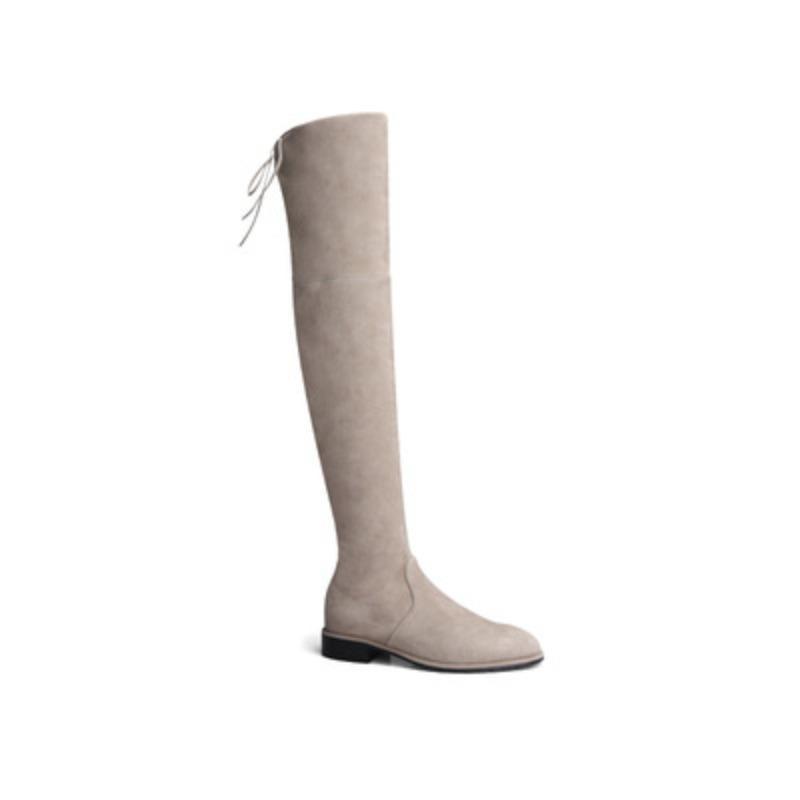 Over-the-knee Boots, Women's Shoes, Chunk-heeled Sleeve Boots, Flat-bottomed Round-toed Slimming Boots