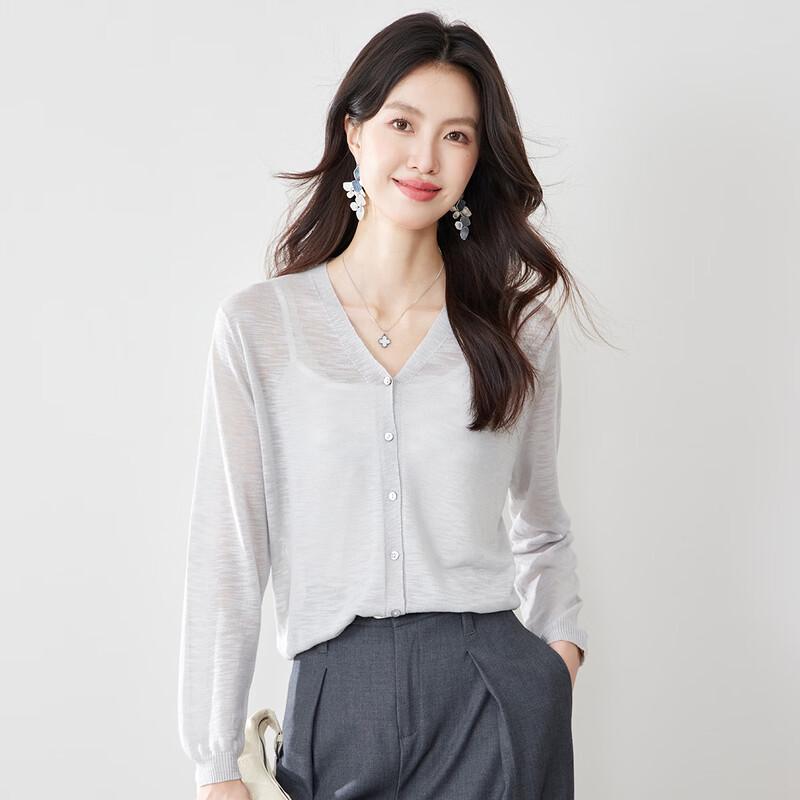 CARBAMMI Women's Short V-Neck Thin Knit Cardigan