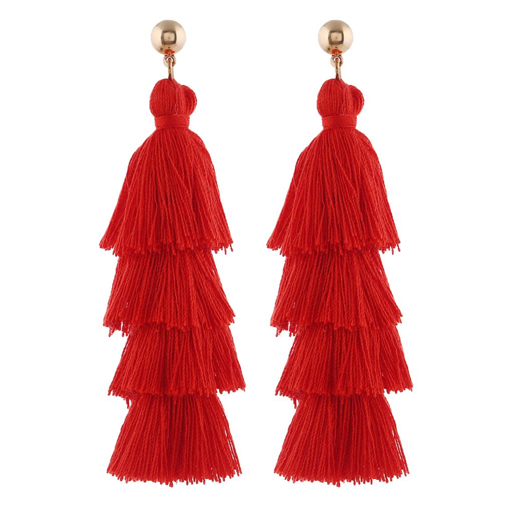 Tassel Earrings Vintage Fashion Chandelier Ear Bohemian Style Fringe Ethnic Dangle Hoop Boho for Beach Girls Accessories