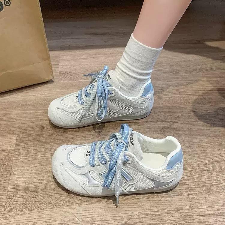 Mesh breathable heightening German training shoes women's 2025 spring and autumn new pair of shoelaces casual foot small Forrest Gump shoes sports