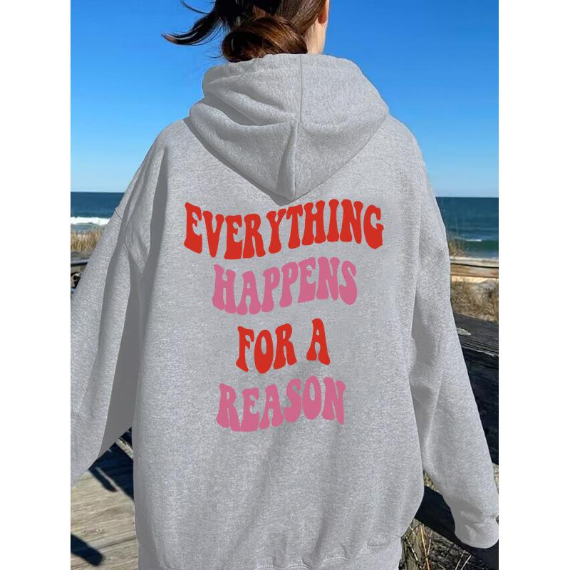 Reason Letter Print Double Hoodie Sweatshirt for Autumn/Winter