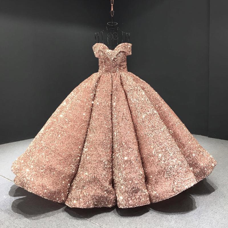 Cross-border Shiny Pitaya Puffy Skirt Wedding & Evening Gown