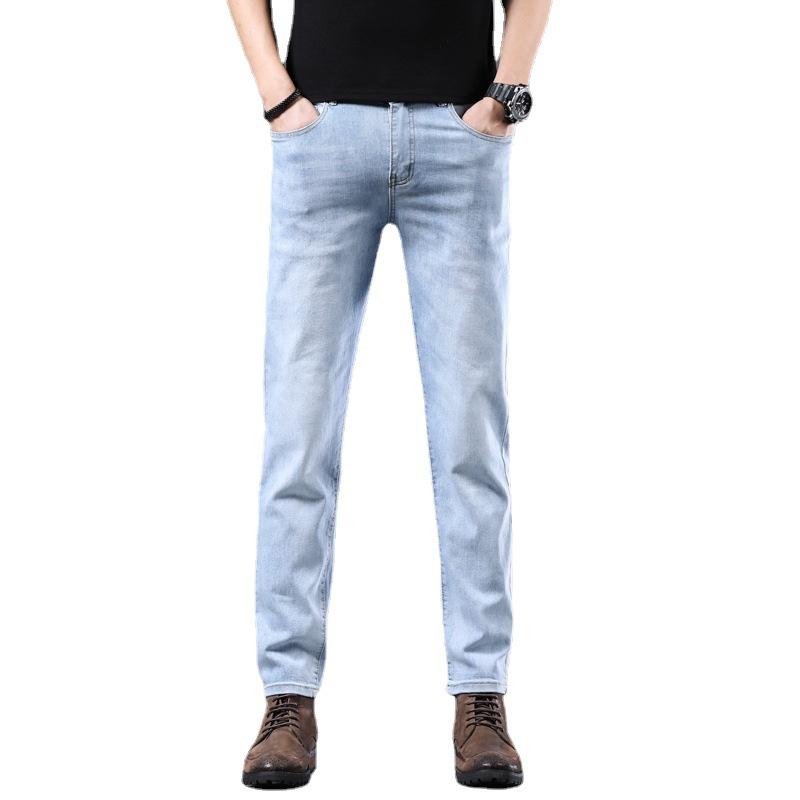Classic Trendy Slim Fit Small Leg Jeans for Men's Stretch Straight Casual Pants for Men's Pants