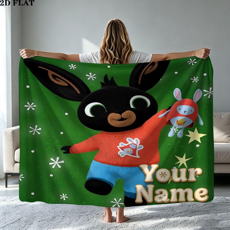 1PC Bing Custom Name Patterned Flannel Blanket Suitable For All Seasons for Home Decor Warmth and Comfort Gifts Holiday Present