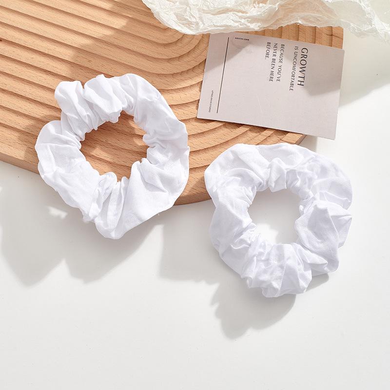 Pure Cotton White Tie-Dye Scrunchie Hair Tie Accessory for Women