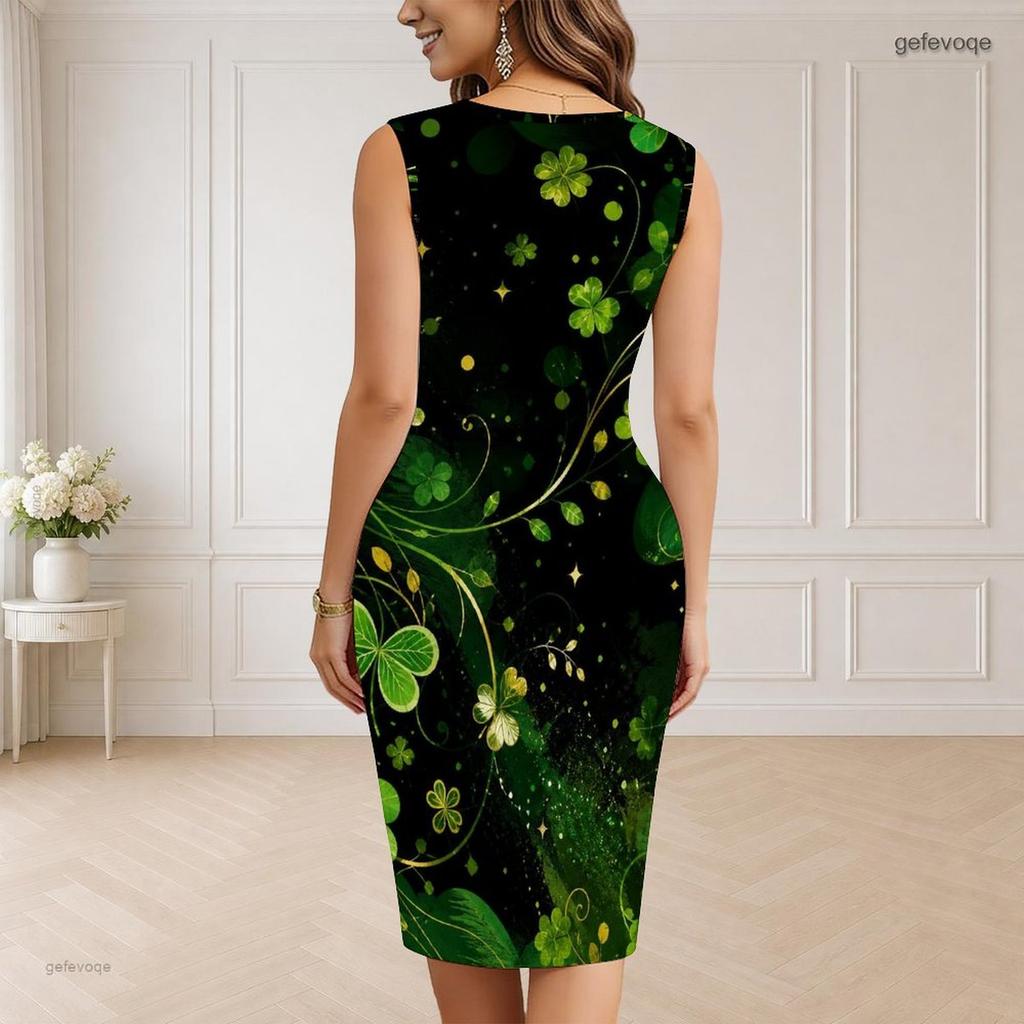 Women Plus Size V Neck Sleeveless Navy Blue Snowflake Printed Bodycon Midi Dress