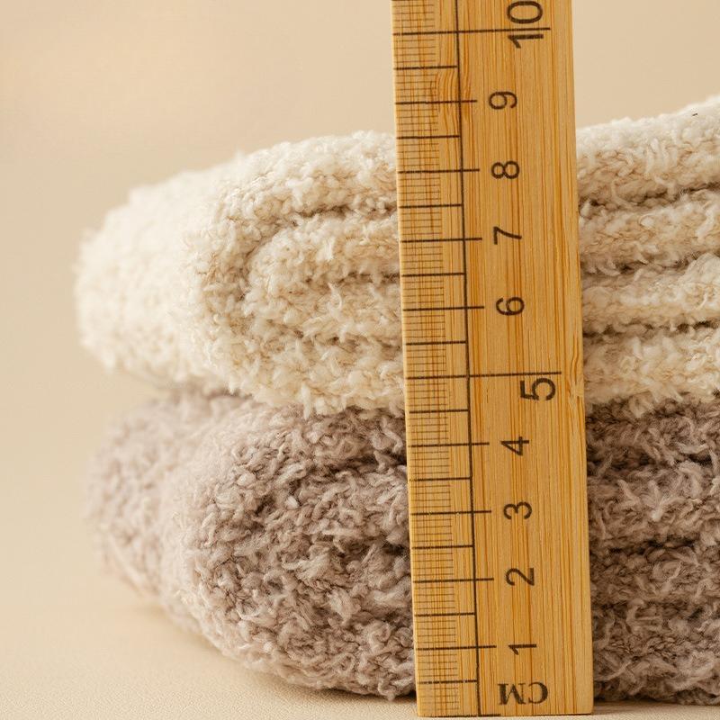 Solid-color Coral Fleece Socks - Children's Warm Sleep Socks with Added Padding and Thickened Mid-calf Floor Socks