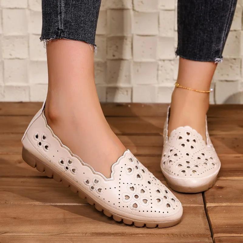 Fashion 2025 Fashion Ladies Shoes Shallow Women's Flats New Casual Hollow Out Light Soft Bottom Comfortable Non-Slip Flat Low Heels