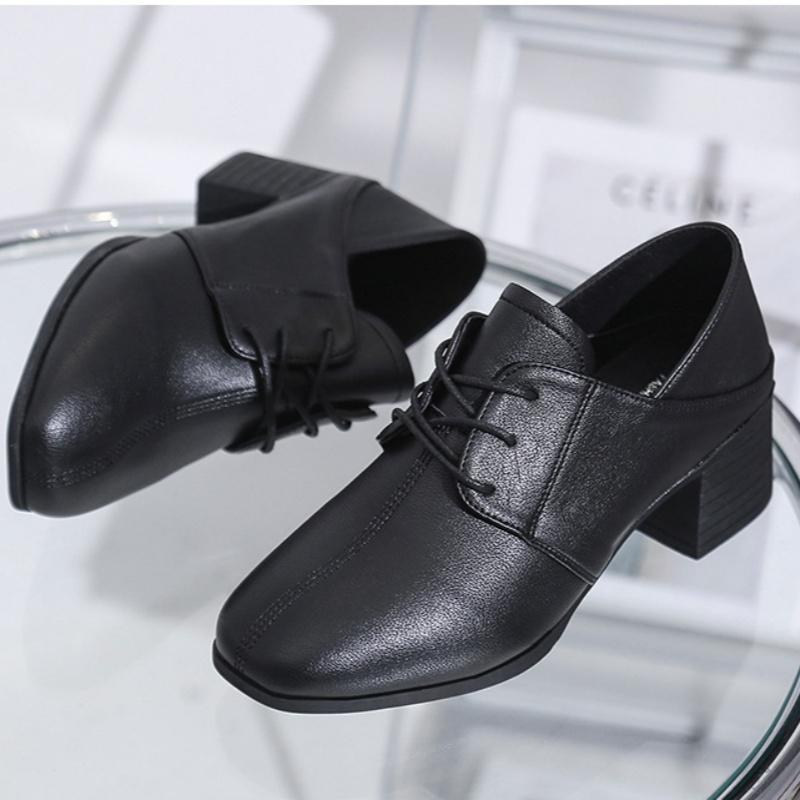 Fashionable Lace Up Lightweight And Elegant Casual Shoes For Women Spring And Summer Retro Thick And Comfortable High Heels