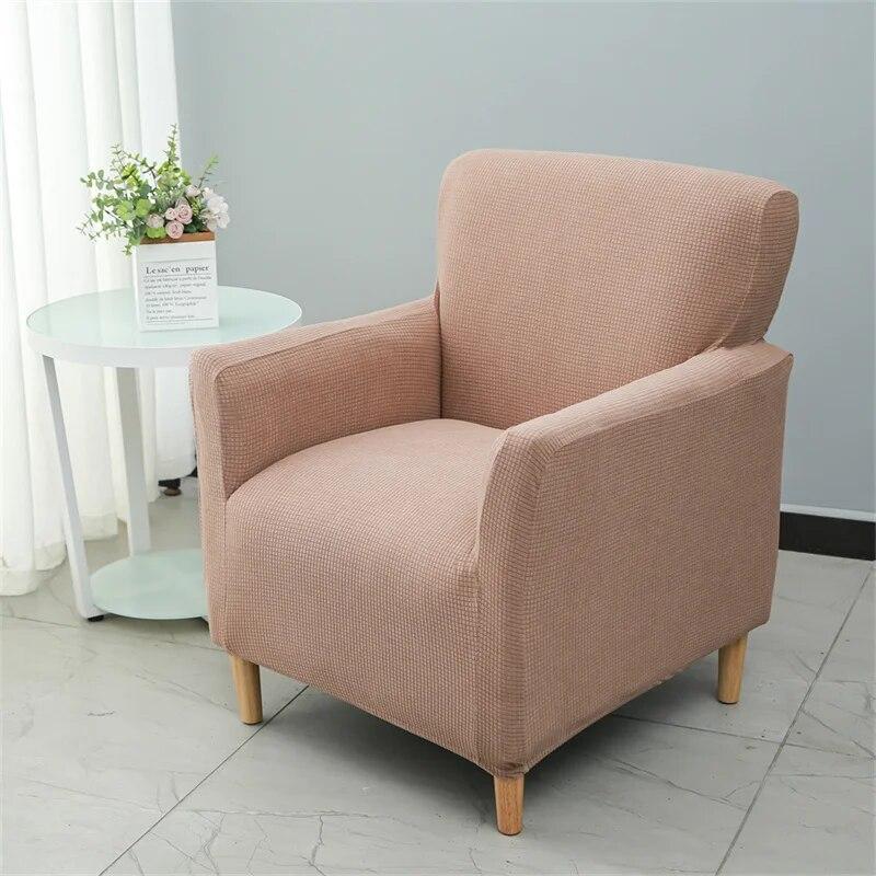 Solid Color Tub Club Armchair Cover Stretch Sloping Arm Back Slipcover Soft Single Small Chair Seater Sofa Covers For Home Club