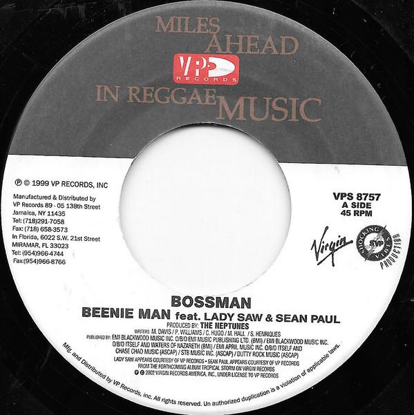 

7-дюймовая пластинка BEENIE MAN Bossman NONE VP Records 2002 Ямайка Регги Ска Даб Б/у