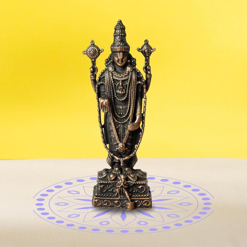 2.8-Inch Handmade Copper Balaji Idol with Garuda Special, Patina Antique Finish