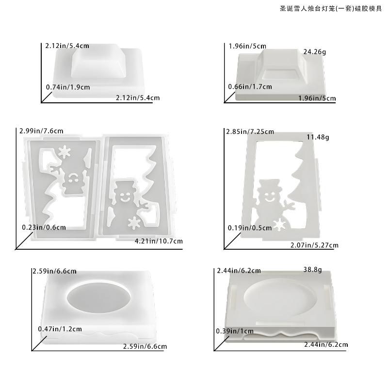 DIY Christmas Candle Holder Epoxy Silicone Mold Fawn Snowflake Lantern Candle Base Ornaments Mold For Plaster Aromatherapy