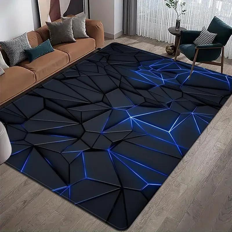 Tappeto con motivo esagonale 3D con tappetino antiscivolo estetico al neon per sala giochi Tappeto per camera da letto per adolescenti