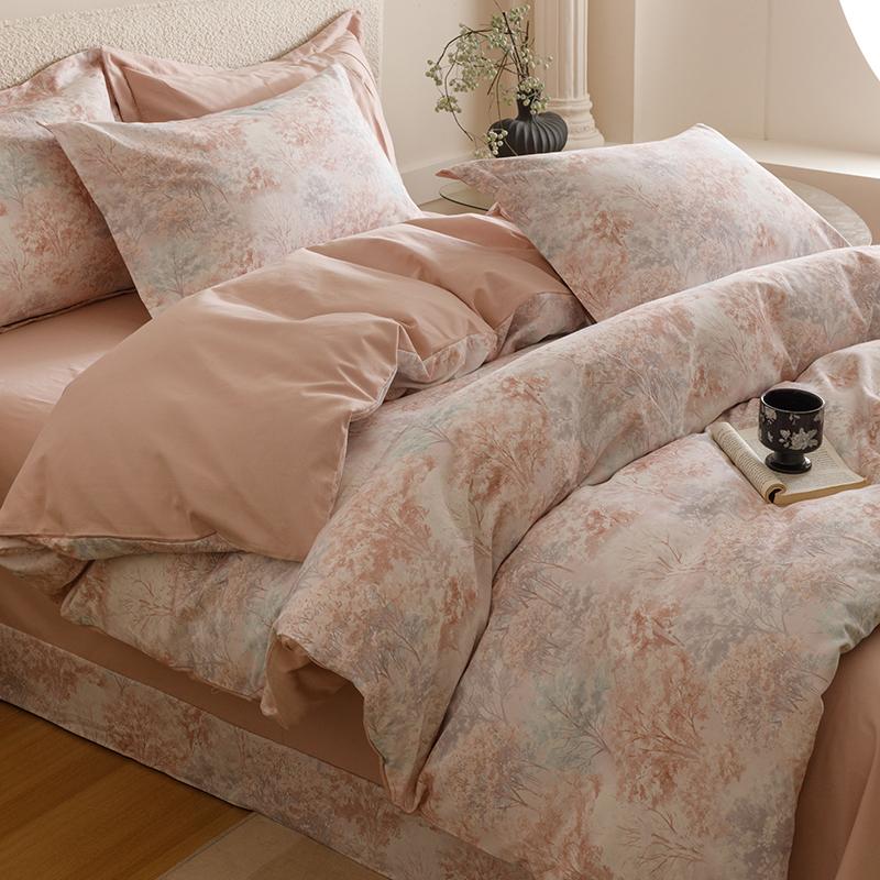 Sleep Grid Thickened Cotton Brushed Digital Printing Series Four Piece Set