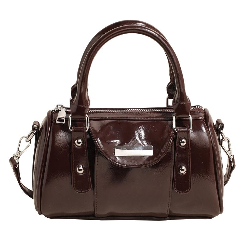 Burgundy Mini Top-handle Bags For Women Bright PU Leather Pure Color Shoulder Crossbody Bags 2026 Latest Luxury Designer Handbag