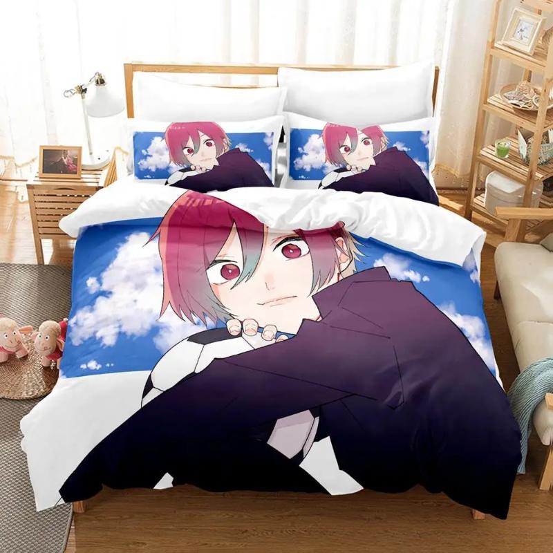 Anime Blue Lock Bedding Set Quilt Cover Pillowcase Cartoon Decor Bed Spead Bedroom Duvet Cover Bedding Suit Kids Birthday Gift