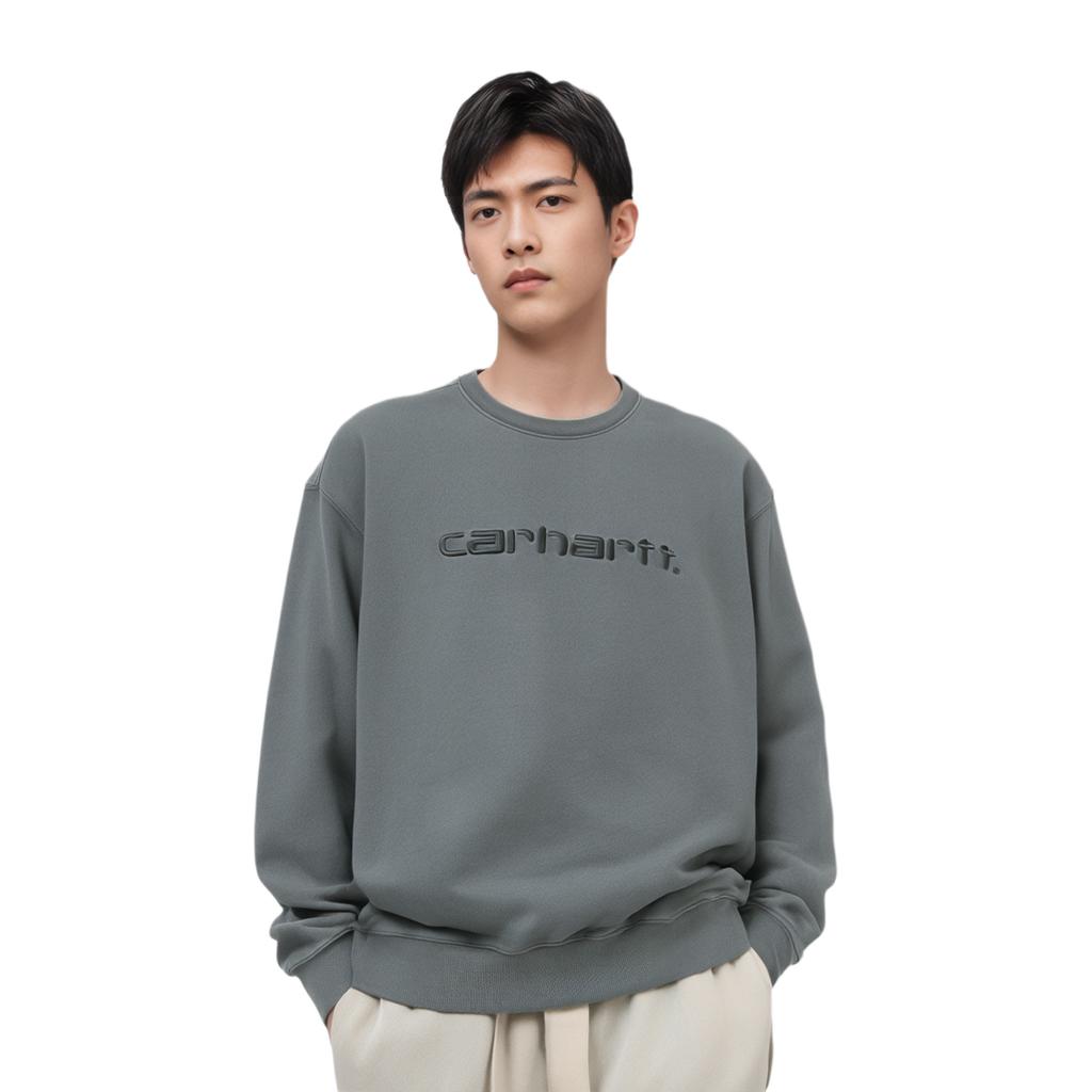 Carhartt WIP Embroidered Washed Vintage Pullover Sweatshirt Men Sweatshirts Gray-Green CHXSWA202007F-GRD