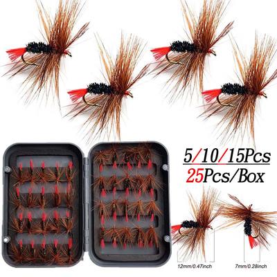 5-25Pcs Artificial Insect Bait Deer Hair Lure Dry Flies Fly Fishing Lures For Bass Trout Fishing Fly
