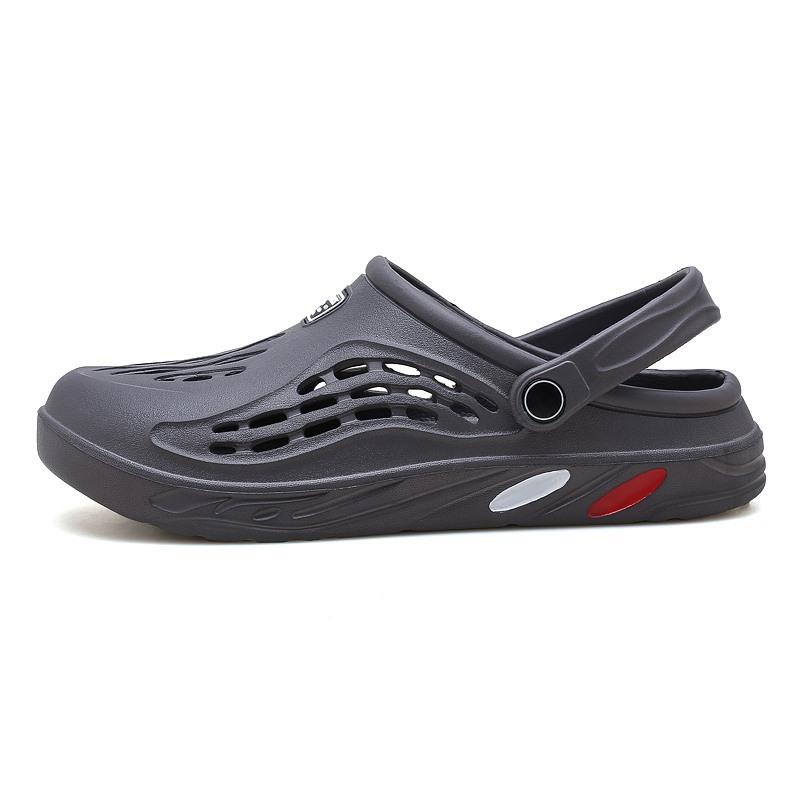 Couple beach shoes men's hole shoes one word sandals light soft foreign trade extra large size 47-48-49 sandals