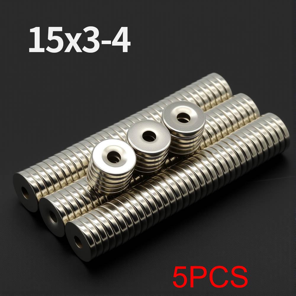 

15x3-4mm Powerful with holes Neodymium Magnet N35 NdfeB Permanent Magnetic imanes Round Super Strong Fridge Magnets DIY