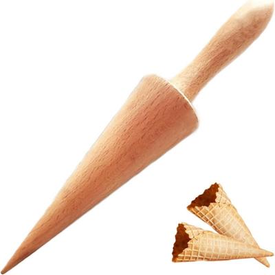 Wooden Ice Cream Cone Mould 9.45 In Wooden Waffle Cone Roller Pizzelle Roller For Dessert Cooking
