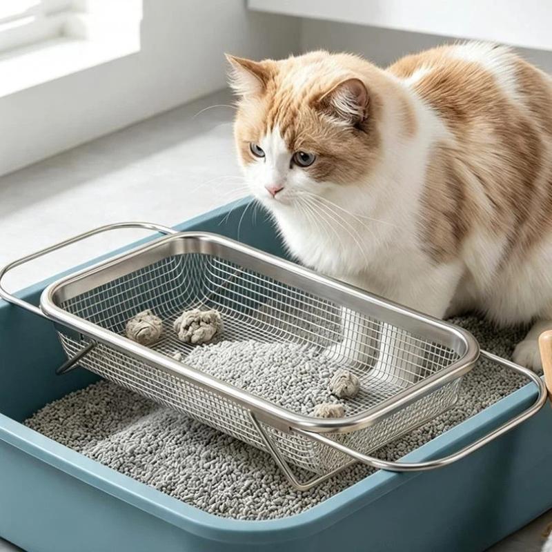 Stainless Steel Cat Litter Scooper High Hardness Smooth Sifting Holes Shovel for Cat Litter Box Pet Care Tools