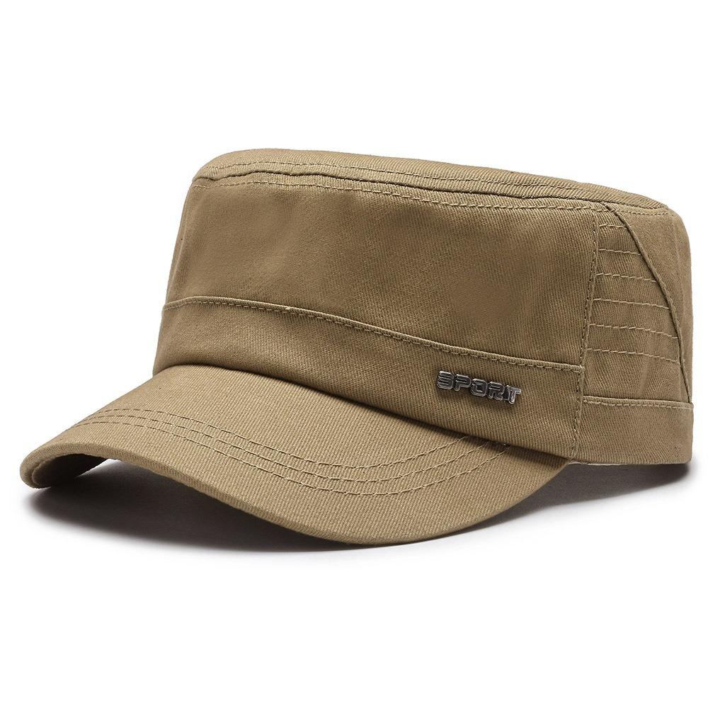 

Solid Color Flat Top Hat Adjustable Men’s Sun Hat Vintage Flat Peaked Cap Unisex хаки