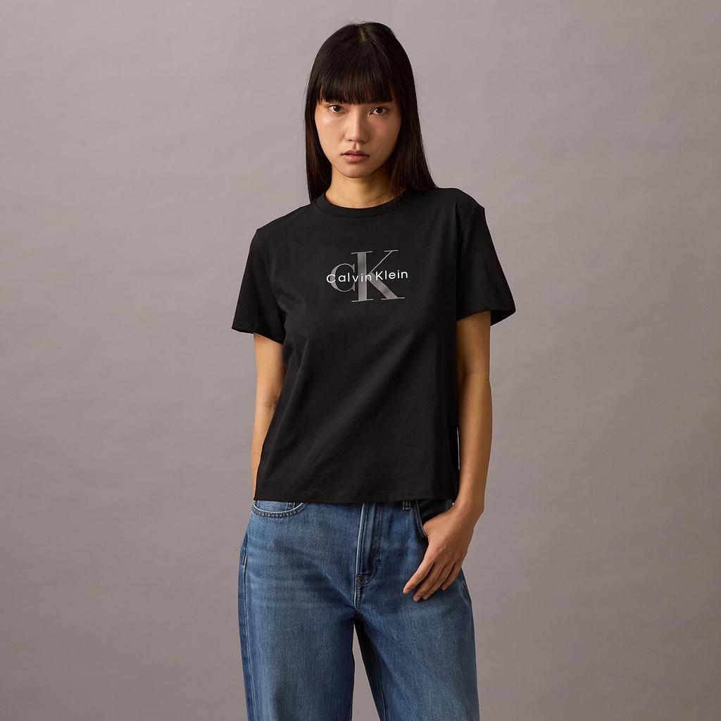 Classic Monologo Crew Neck 47B864G S BLACKUB1 [Calvin Klein] T-Shirt