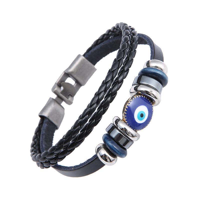Vintage Genuine Leather Bracelet for Men Handmade Woven Bracelet Magnetic Clasp Wrap Bracelet Homme Hand Jewelry Accessories New