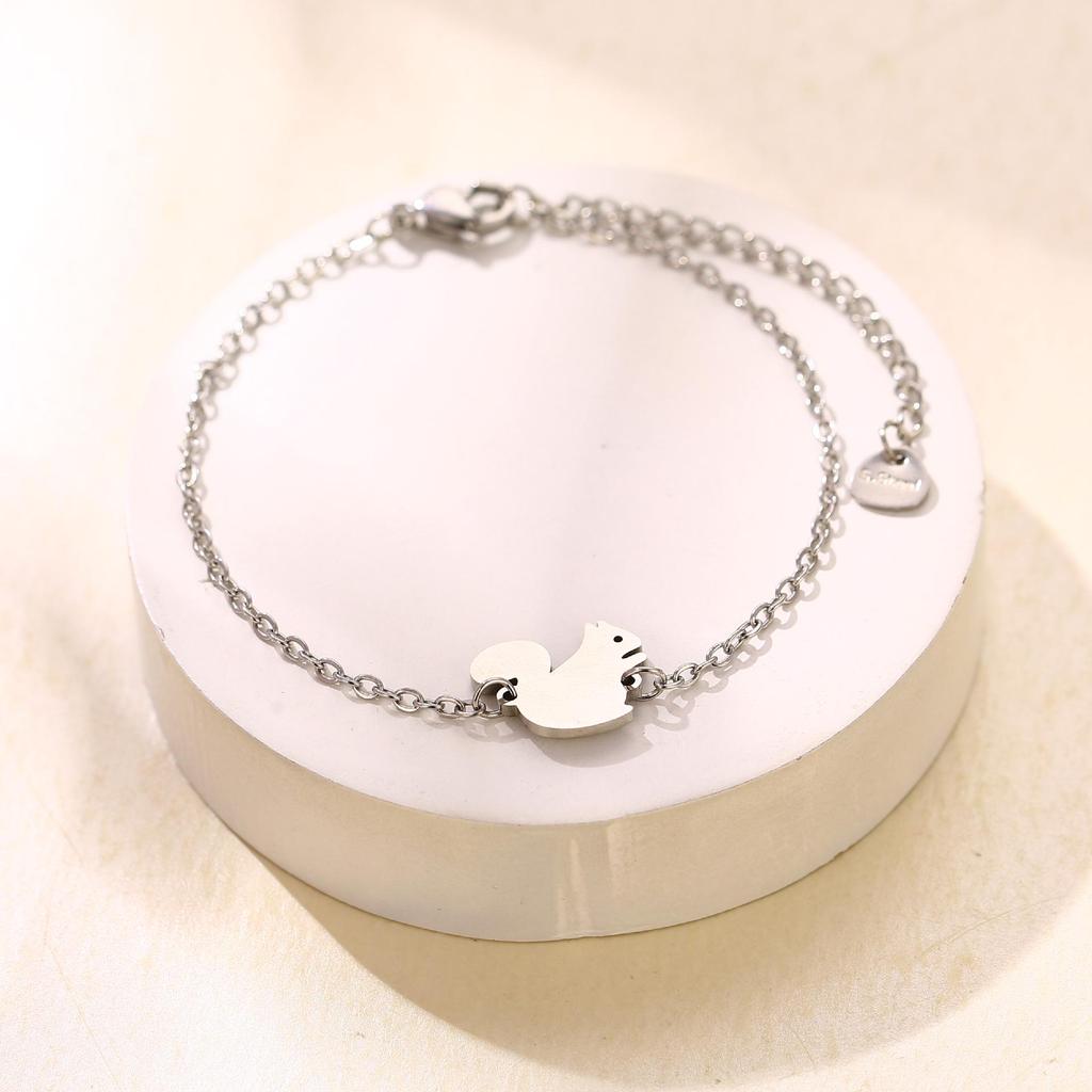 Stainless Steel Animal Fruit Bracelet - Kitten, Puppy, Strawberry Design