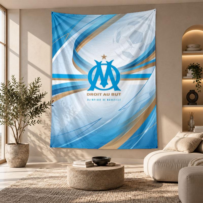 Decorative Tapestry,Olympique Lyonnais FC Printed Wall Art, Lightweight Wall Hanging For Bedroom Background