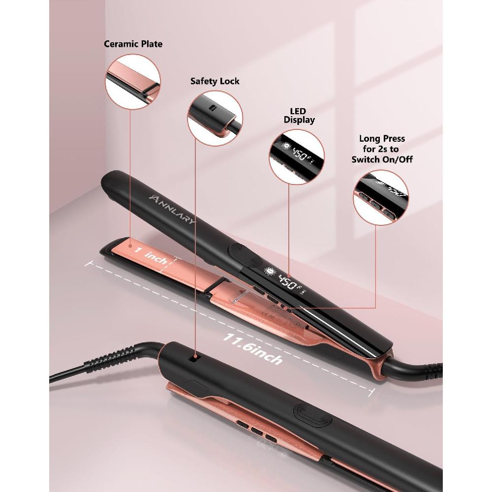 Haarglätter, 2,5 cm Glätteisen, Haarglätter und Lockenstab 2 in 1, professionelles Keramik-Ionen-Glätteisen mit Doppelspannung und Anti-Bügel-Silikon