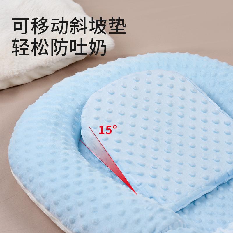 Foldable newborn baby bed-in-a-bed with incline, summer anti-pressure device, baby head support to prevent choking, portable soothing sleeping pad