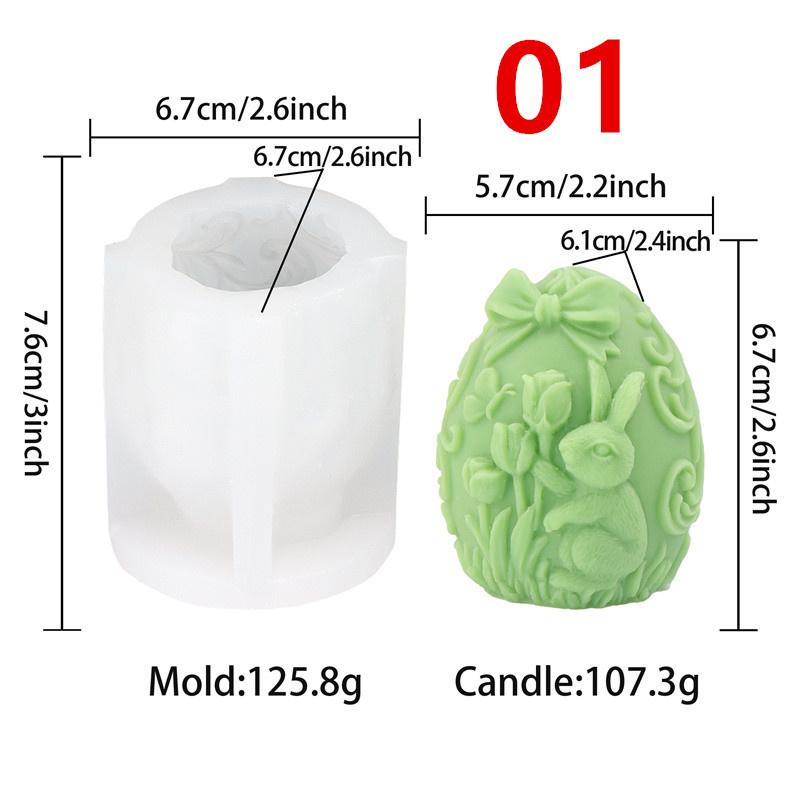 

Easter Rabbit Cottage Floral Easter Egg Candle Mold DIY Egg Shells With Rabbit Cutouts Candles Soap Plaster Home Decor Gift