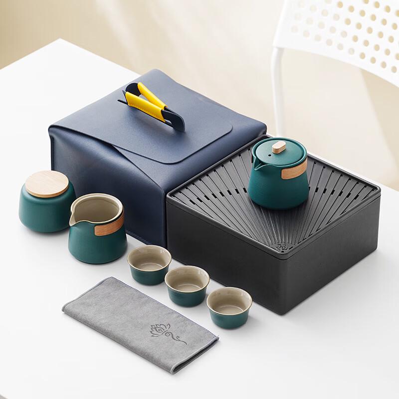 Ceramic Kung Fu Tea Set Blue Bag