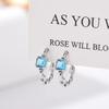 Stylish and Simple Blue Diamond Sugar Cube Temperament Ear Buckle, Niche Design High-end Personalized Earrings Earrings