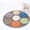 Japanese-Style Cross-Stitch Round Coaster, 11cm - Decorative Anti-Scald Heat Pad