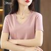 Zhenxu Women's 100% Cotton V-Neck Short Sleeve T-Shirt